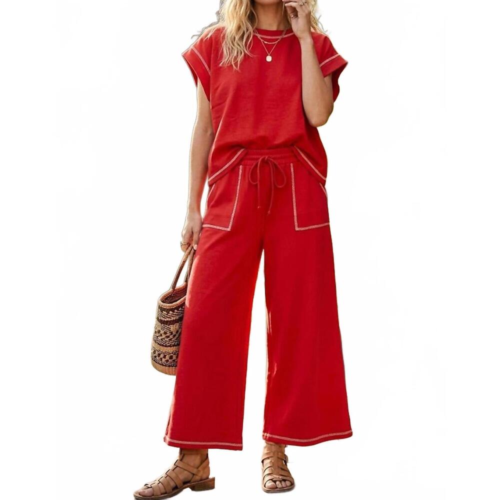 NEW SEWN AND SEEN scuba raw edge lounge set in red